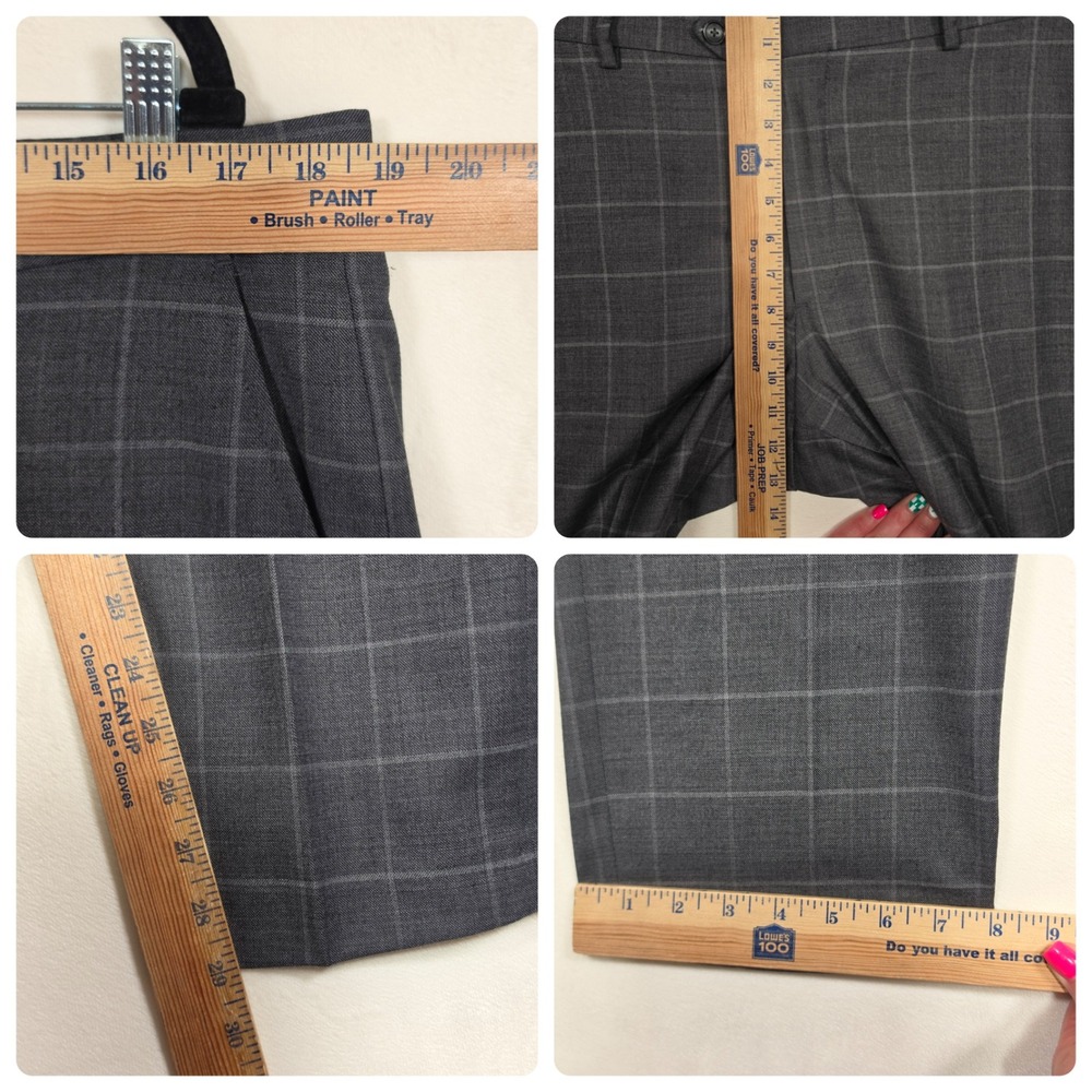 Stafford Suit Mens 50R‎ Gray Windowpane Two Piece Preppy Business Formal Classic - Picture 5 of 16